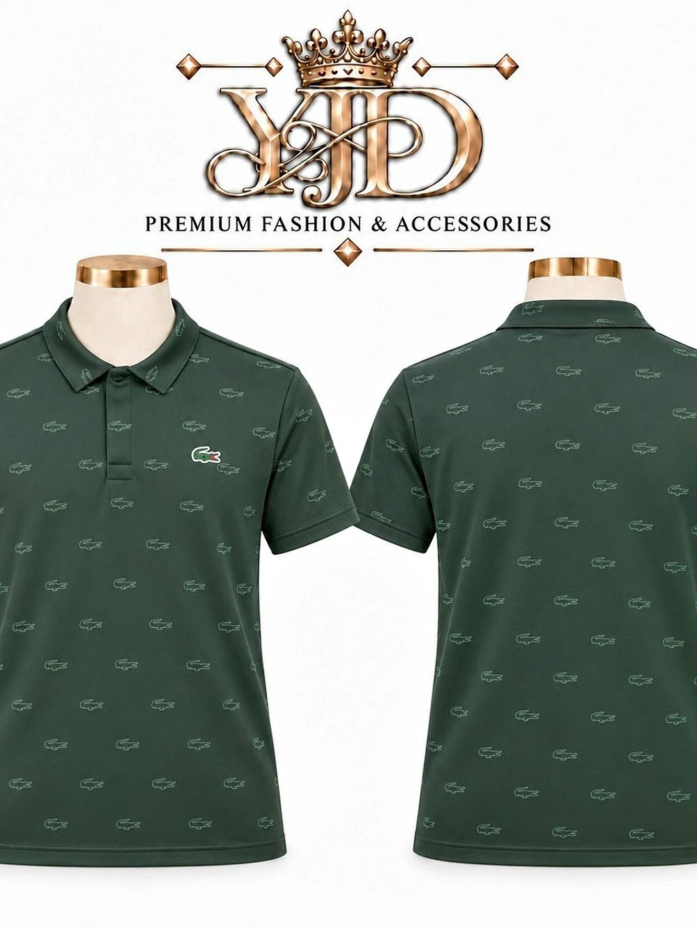 Lacoste Sport Regular Fit UV Protect All-Over Croc Print Golf Polo Green Croc
